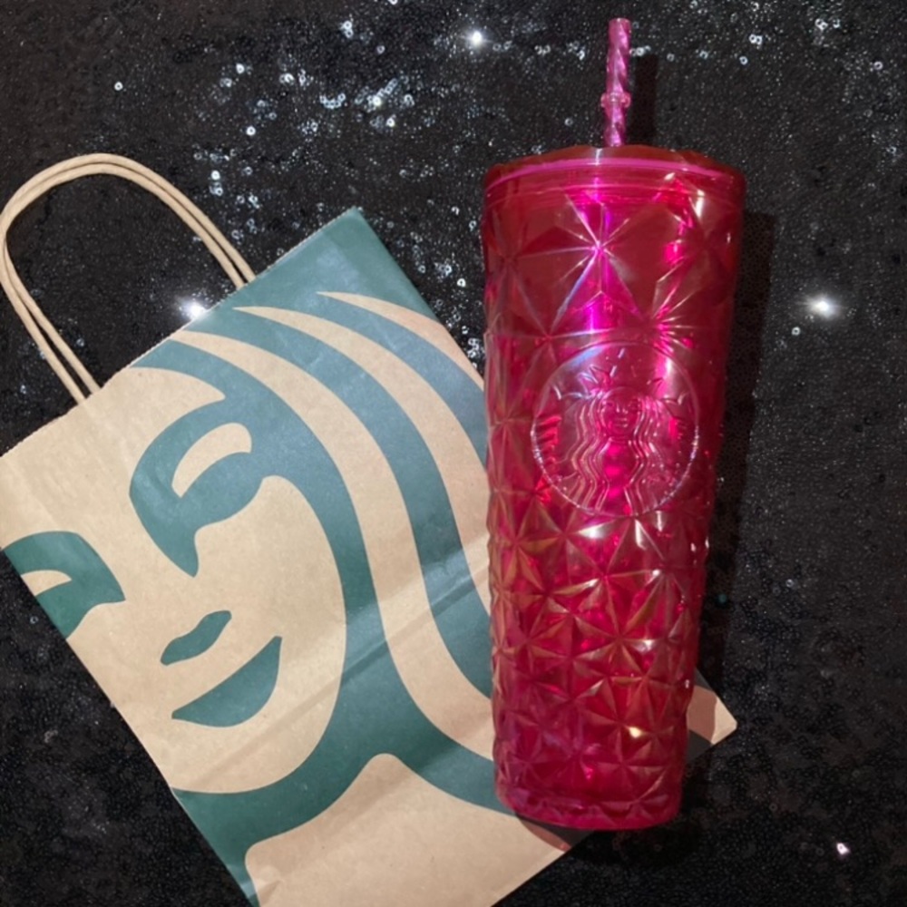 Starbucks Venti Tumbler Fuchsia Flower Pink Prism 24oz Cold Cup Summer 2024 NWT - Picture 6 of 17